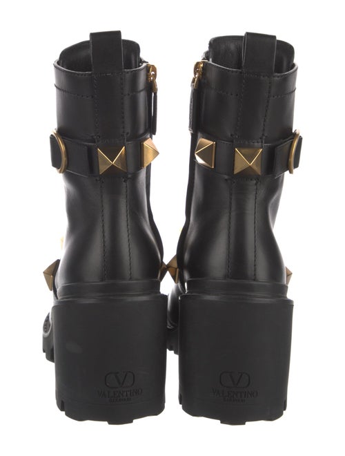 Valentino Rockstud Accents Leather Combat Boots