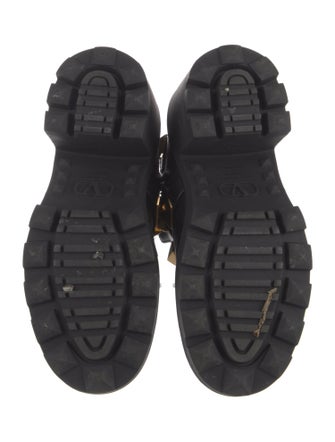 Valentino Rockstud Accents Leather Combat Boots