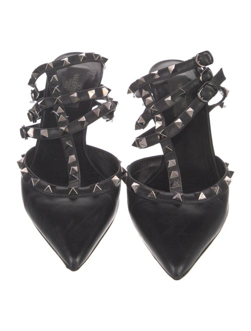 Valentino Rockstud Accents Leather Slingback Pumps