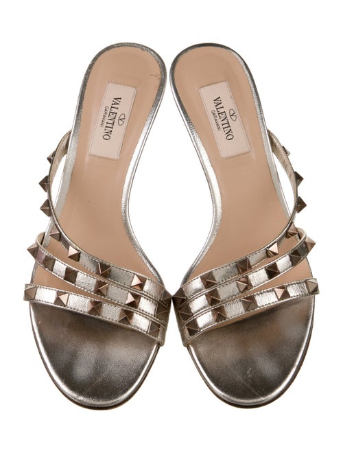 Valentino Rockstud Accents Leather Slides
