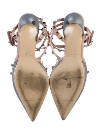 Valentino Rockstud Accents Leather T-Strap Pumps