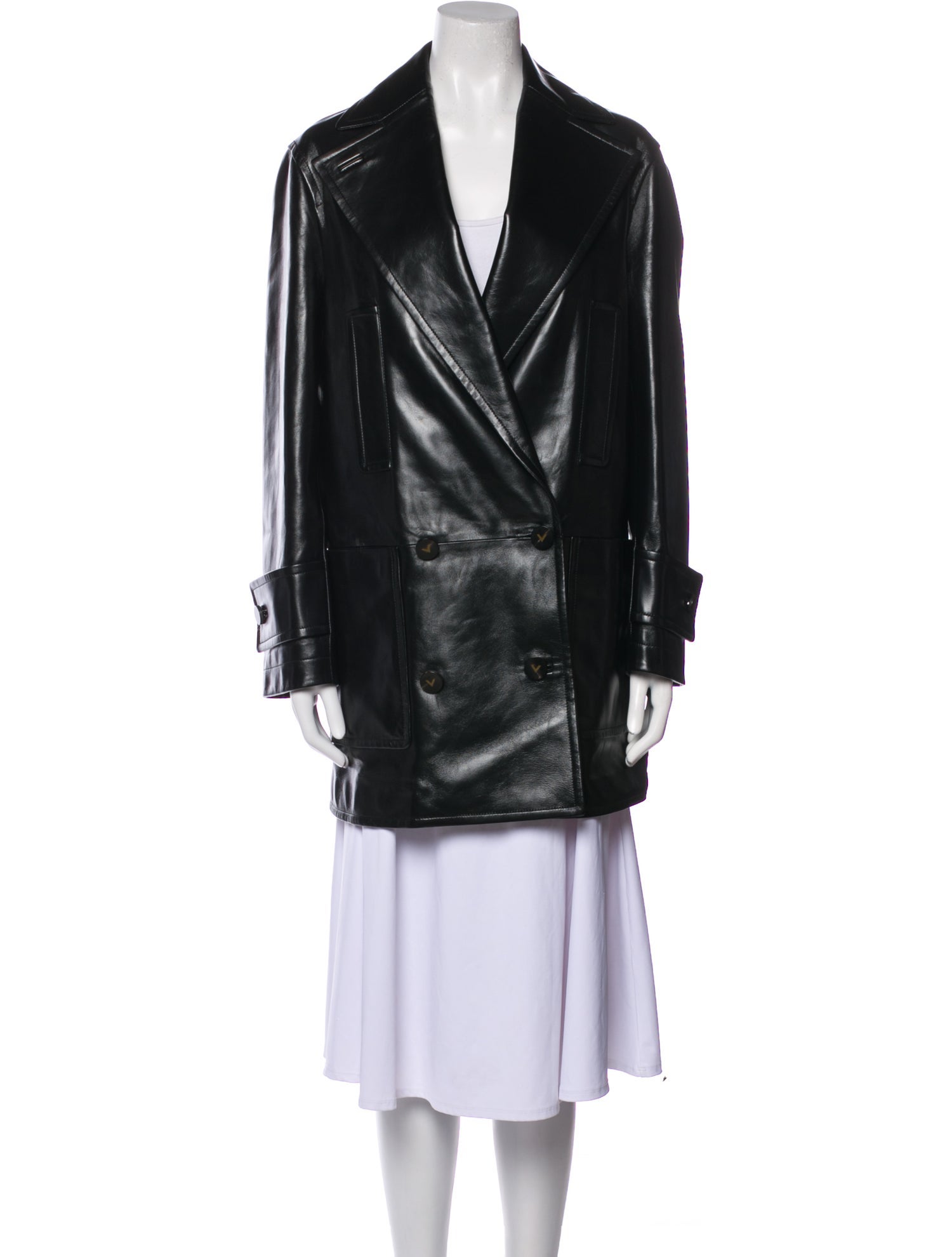 Valentino Leather Peacoat