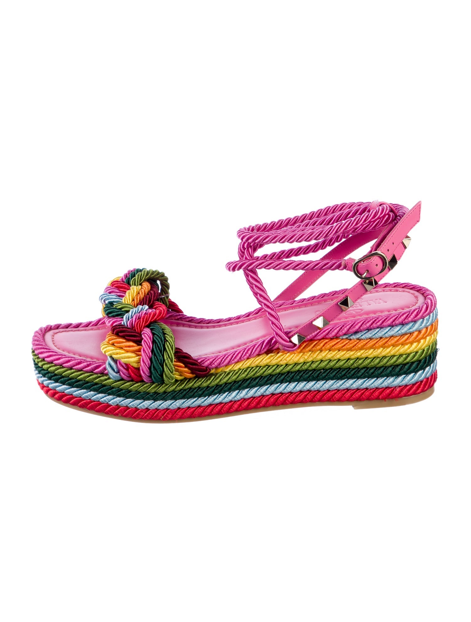 Valentino Rockstud Accents Leather Espadrilles