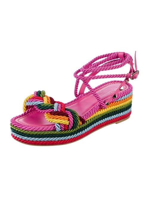 Valentino Rockstud Accents Leather Espadrilles