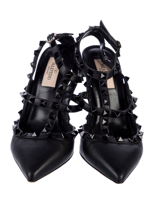 Valentino Rockstud Accents Leather T-Strap Pumps