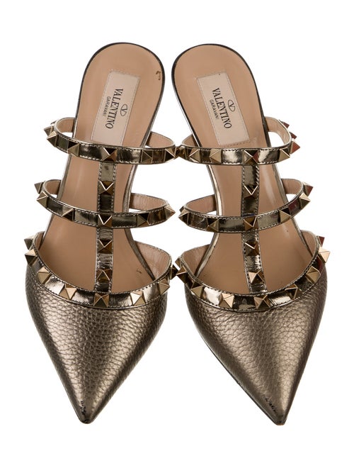 Valentino Rockstud Accents Leather Mules