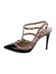 Valentino Rockstud Accents Patent Leather T-Strap Pumps