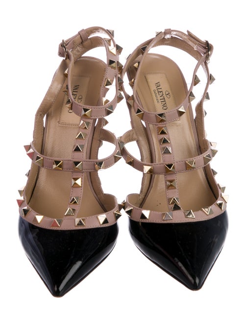 Valentino Rockstud Accents Patent Leather T-Strap Pumps
