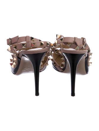 Valentino Rockstud Accents Patent Leather T-Strap Pumps