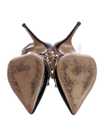 Valentino Rockstud Accents Patent Leather T-Strap Pumps