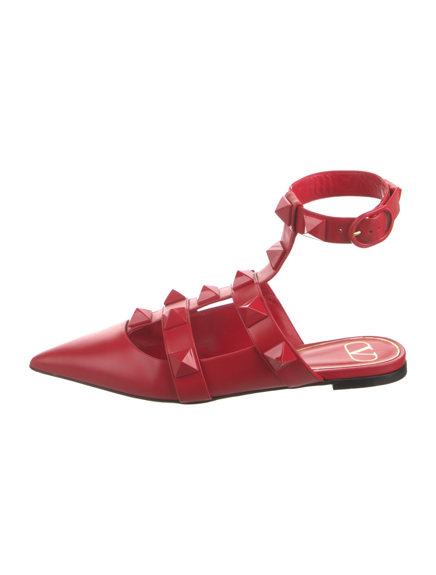 Valentino Rockstud Accents Leather Flats