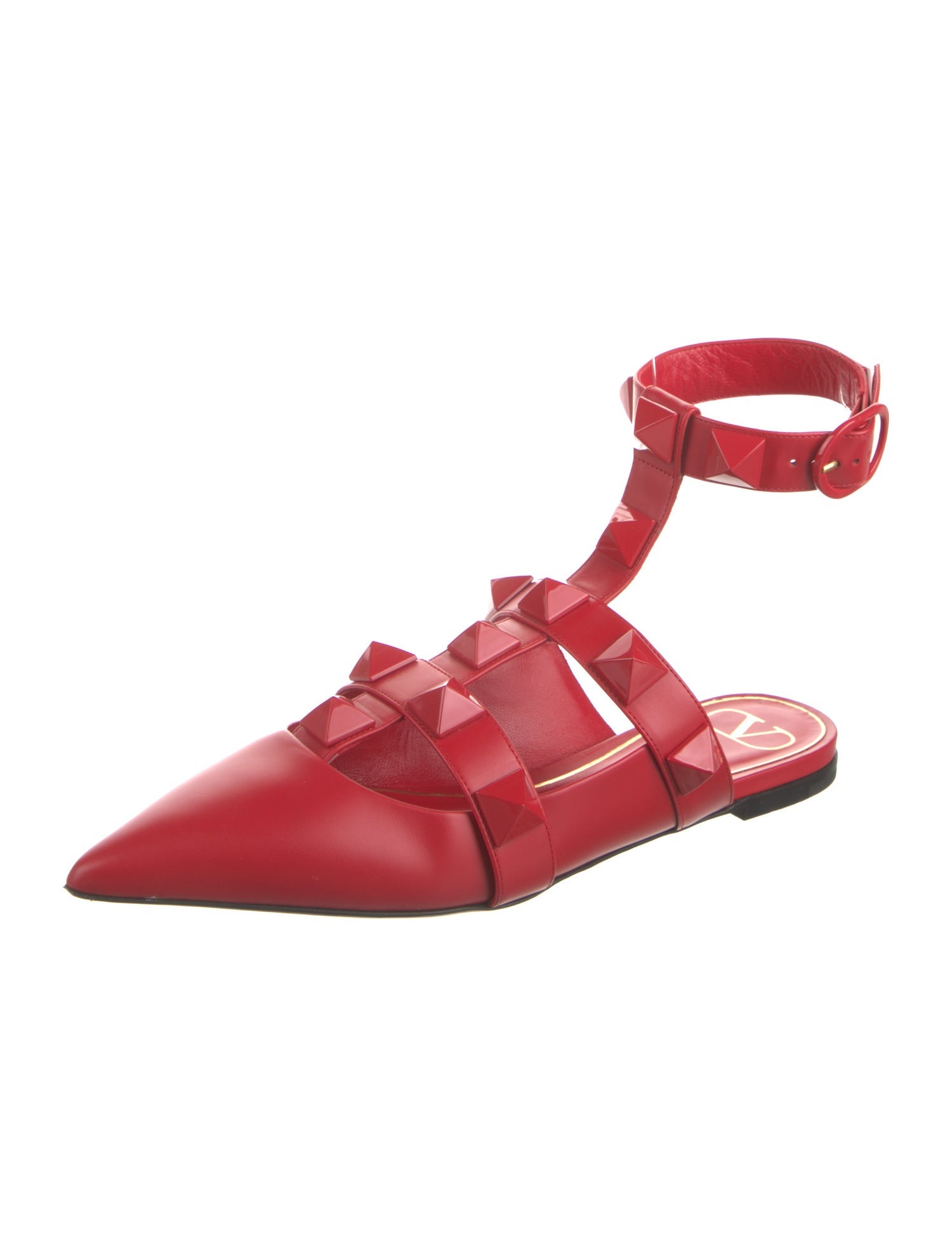 Valentino Rockstud Accents Leather Flats