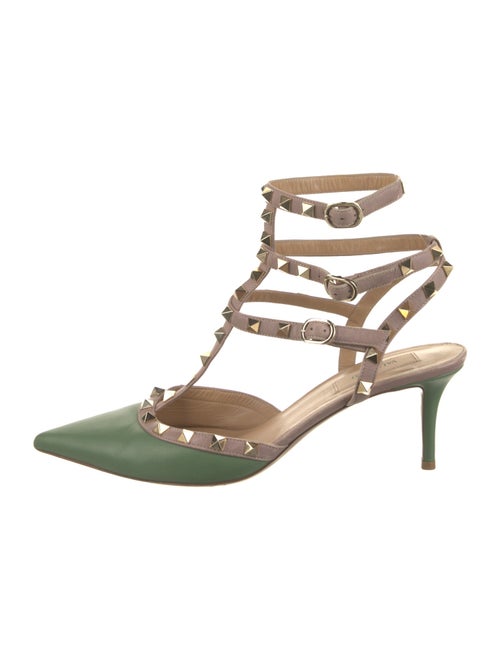 Valentino Rockstud Accents Leather T-Strap Pumps