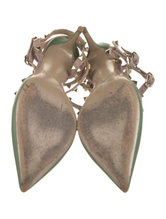 Valentino Rockstud Accents Leather T-Strap Pumps
