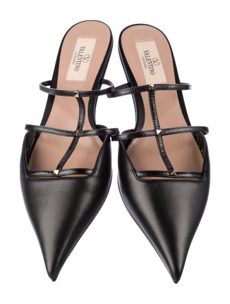 Valentino Rockstud Accents Leather Mules