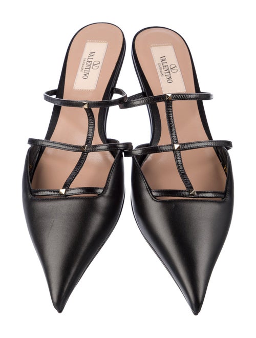 Valentino Rockstud Accents Leather Mules