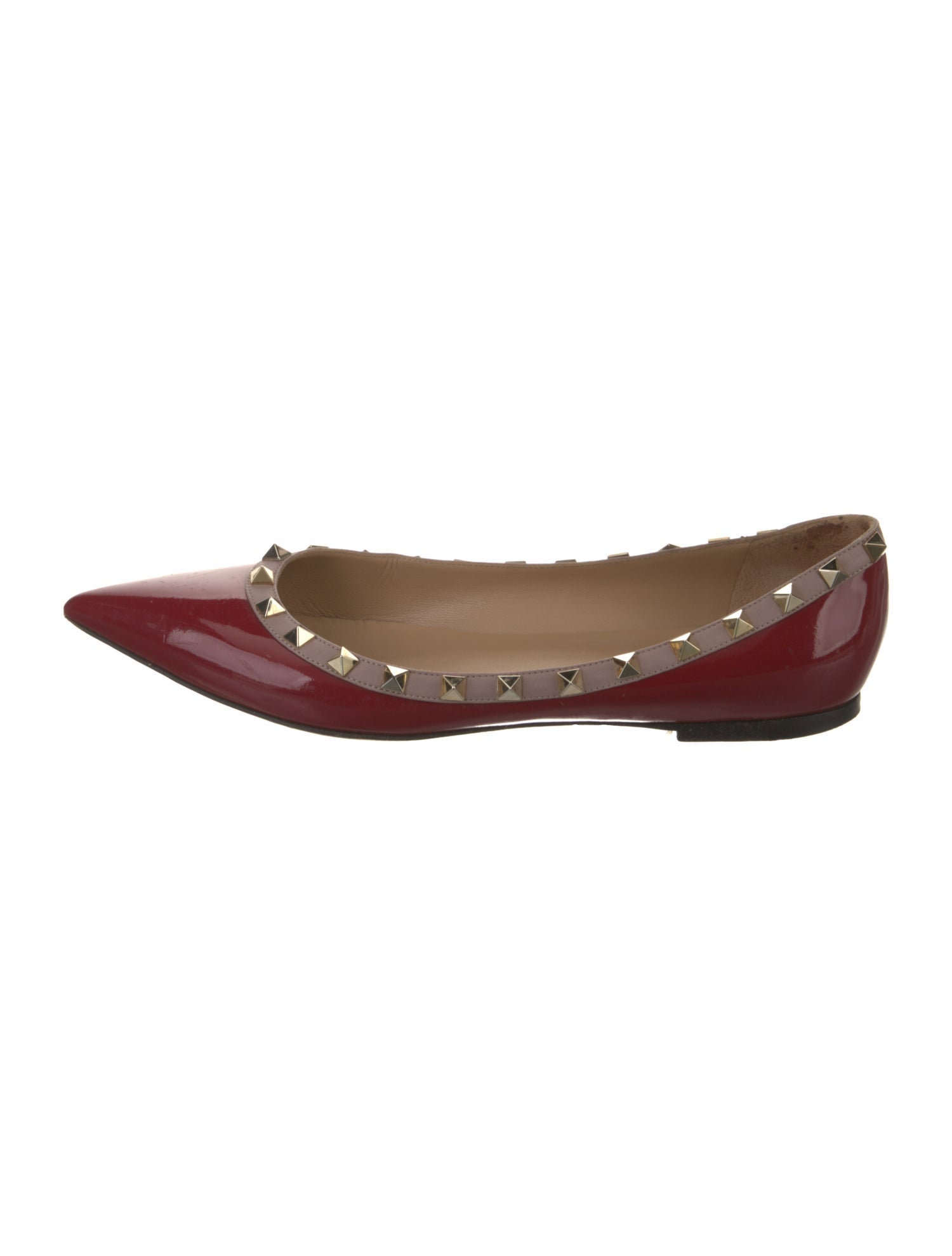 Valentino Rockstud Accents Patent Leather Ballet Flats
