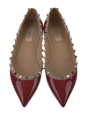 Valentino Rockstud Accents Patent Leather Ballet Flats