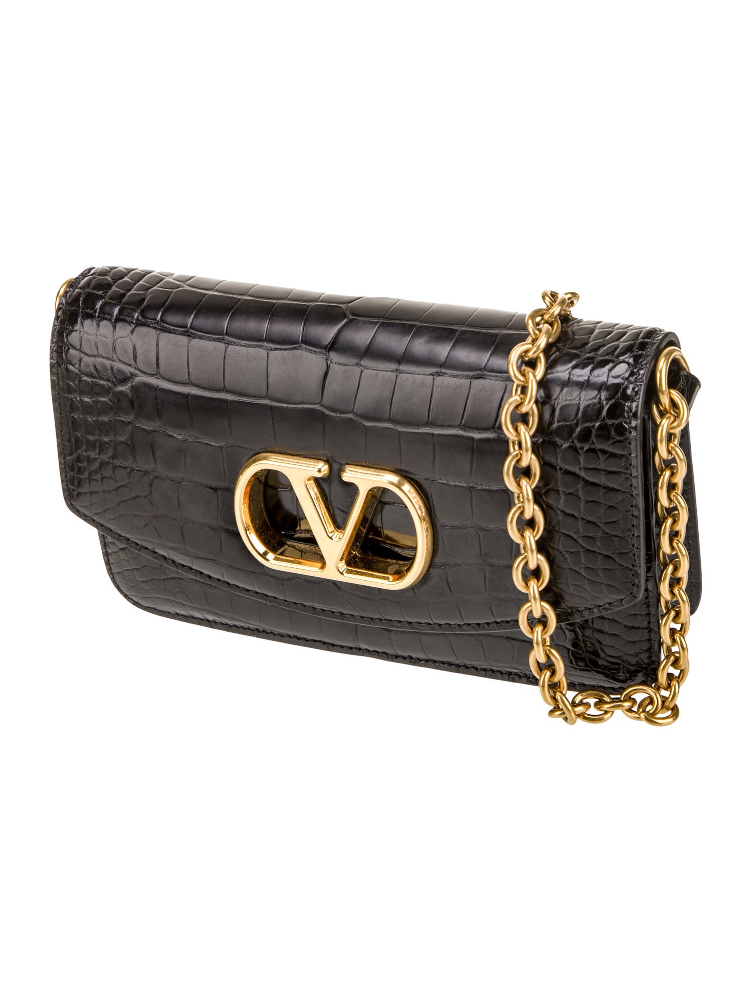 ヤン・ドゥイッチ エコールヴァローナ Valentino Alligator Vain - Black Crossbody Bags, Handbags