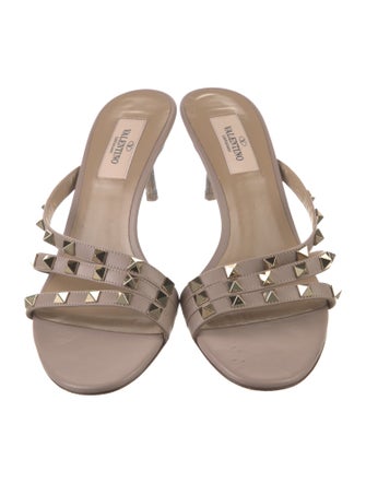 Valentino Rockstud Accents Leather Slides
