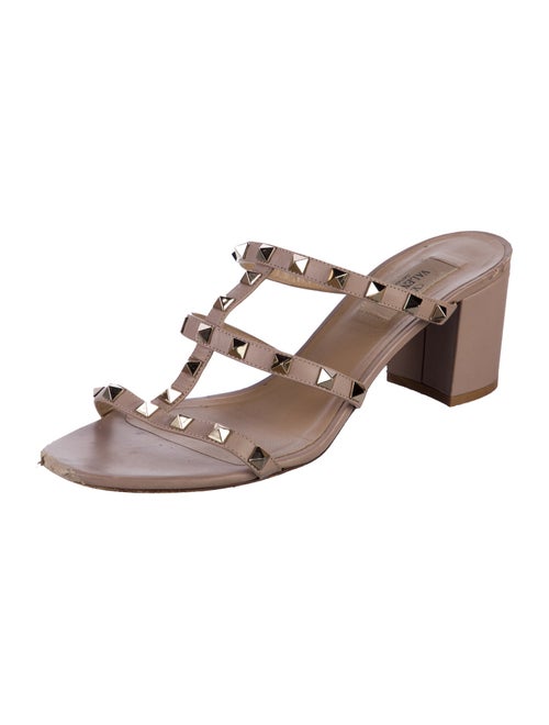 Valentino Rockstud Accents Leather T-Strap Sandals
