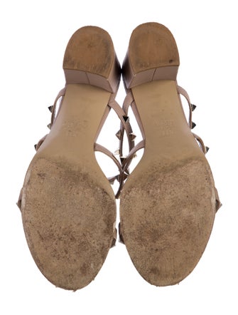 Valentino Rockstud Accents Leather T-Strap Sandals