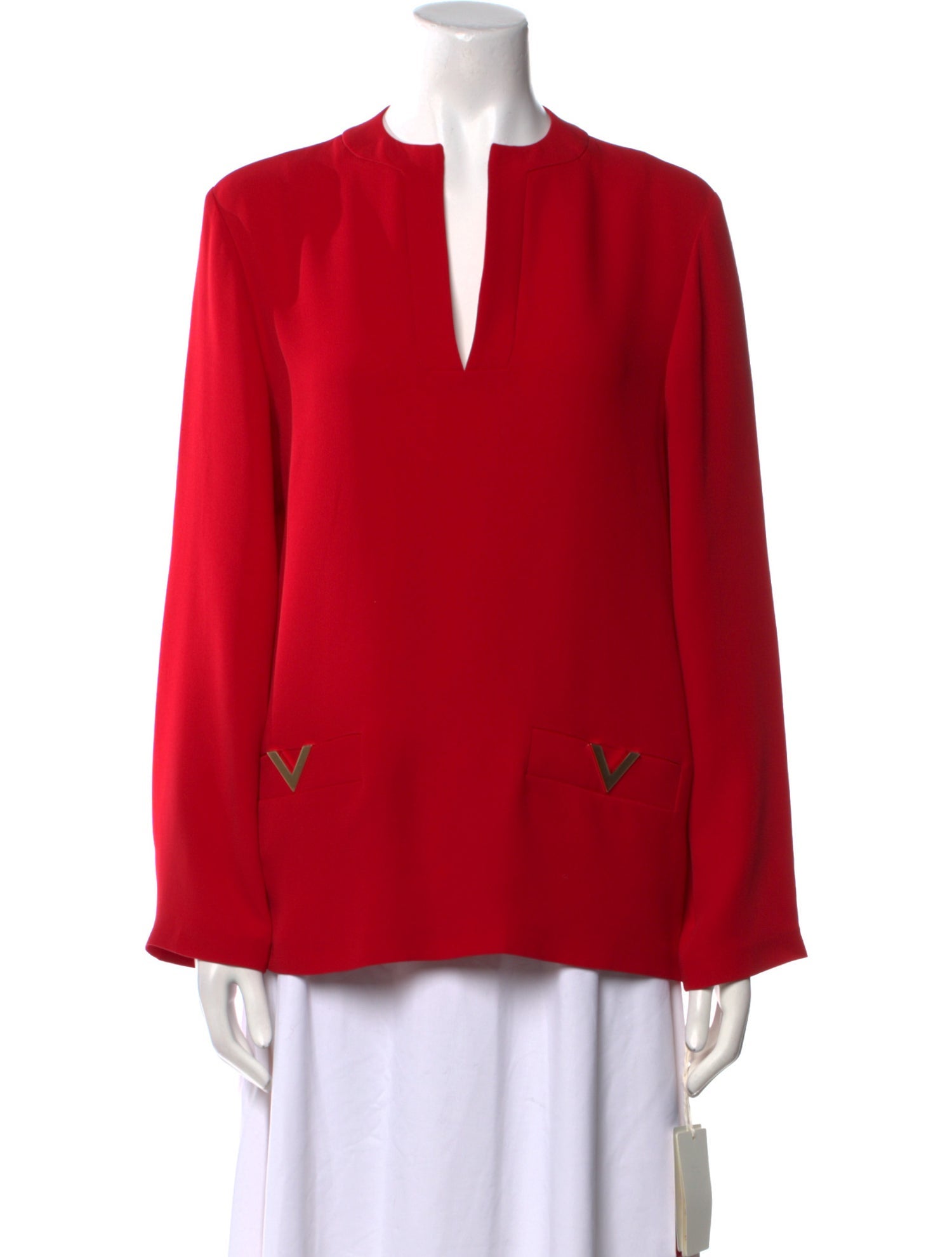 Valentino Silk V-Neck Blouse w/ Tags