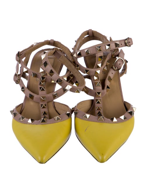 Valentino Rockstud Accents Leather T-Strap Pumps