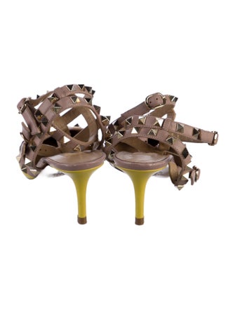 Valentino Rockstud Accents Leather T-Strap Pumps