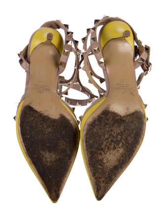 Valentino Rockstud Accents Leather T-Strap Pumps