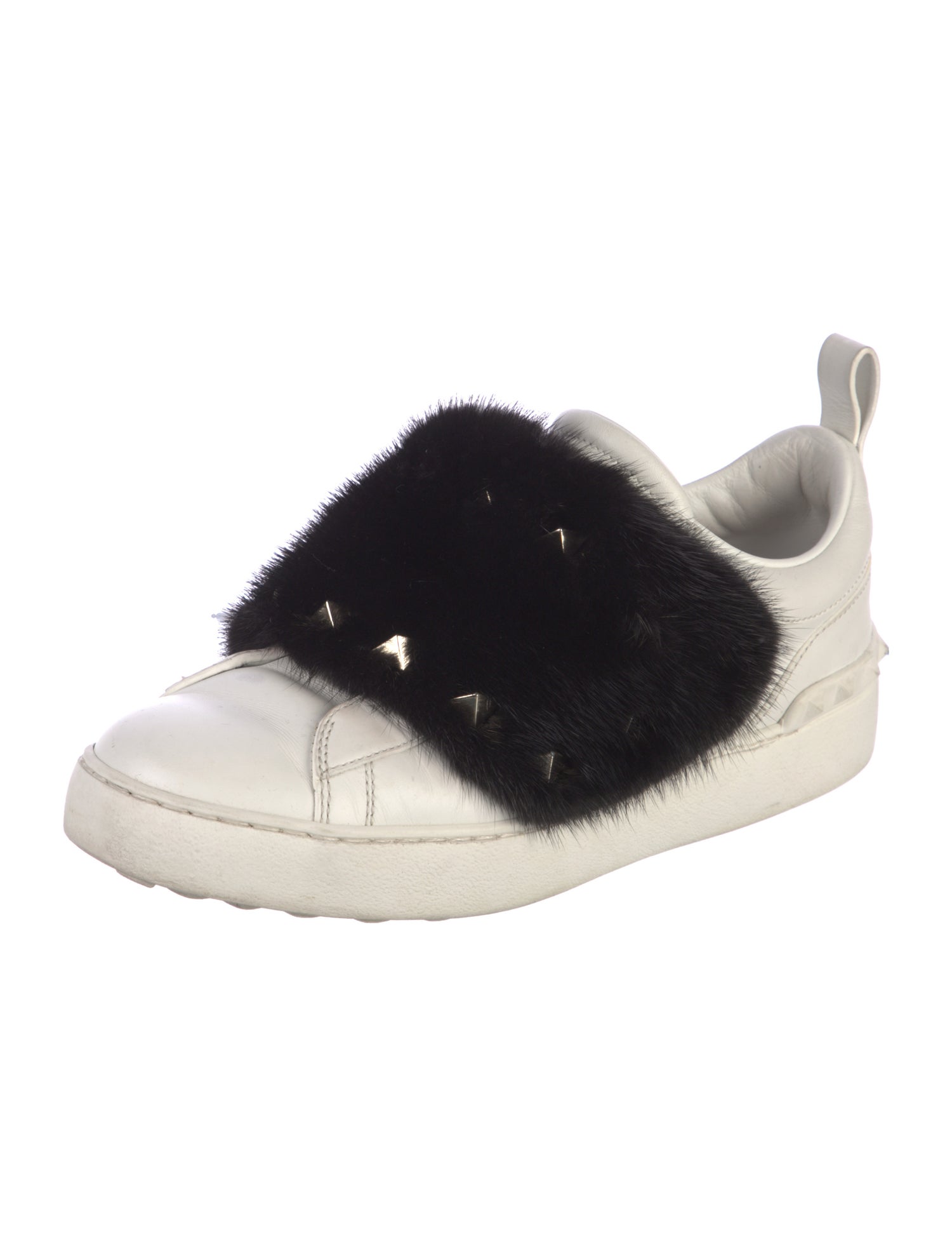 Valentino Rockstud Accents Leather Sneakers