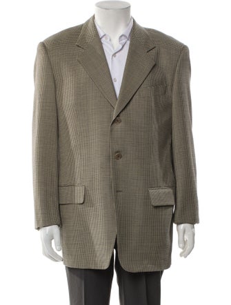 Valentino Virgin Wool Houndstooth Print Blazer