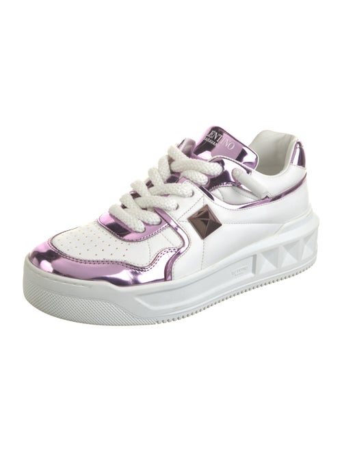 Valentino Rockstud Accents Leather Sneakers
