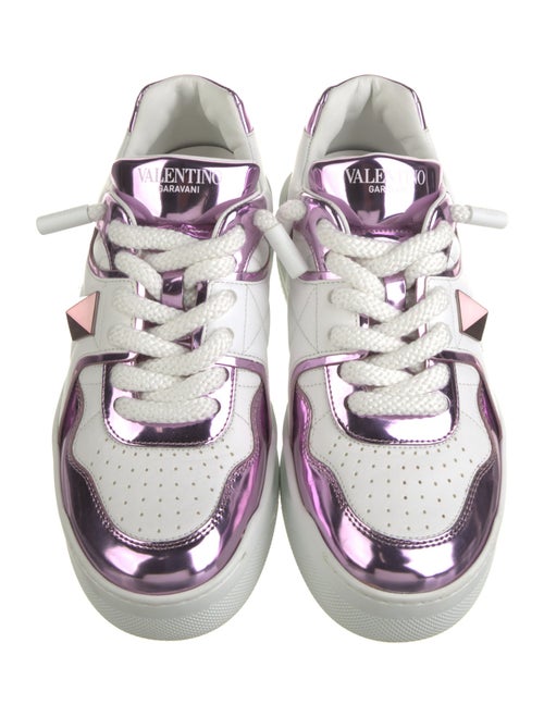Valentino Rockstud Accents Leather Sneakers