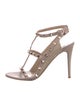 Valentino Rockstud Accents Patent Leather T-Strap Sandals