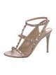 Valentino Rockstud Accents Patent Leather T-Strap Sandals