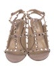 Valentino Rockstud Accents Patent Leather T-Strap Sandals