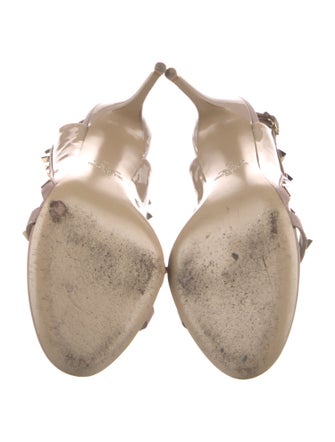 Valentino Rockstud Accents Patent Leather T-Strap Sandals