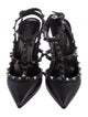 Valentino Rockstud Accents Leather T-Strap Pumps