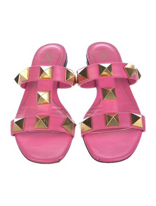 Valentino Rockstud Accents Leather Slides