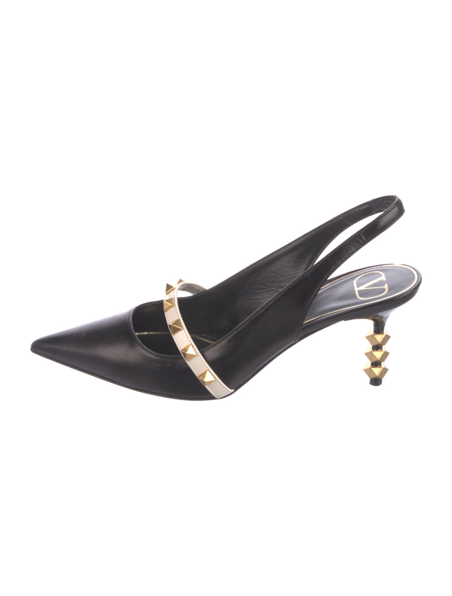 Valentino Rockstud Accents Leather Slingback Pumps