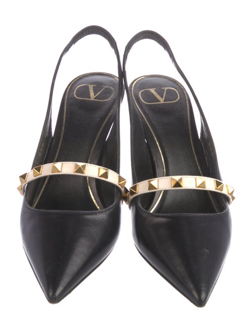 Valentino Rockstud Accents Leather Slingback Pumps