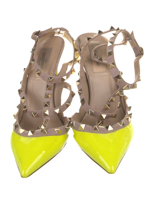 Valentino Rockstud Accents Patent Leather T-Strap Pumps