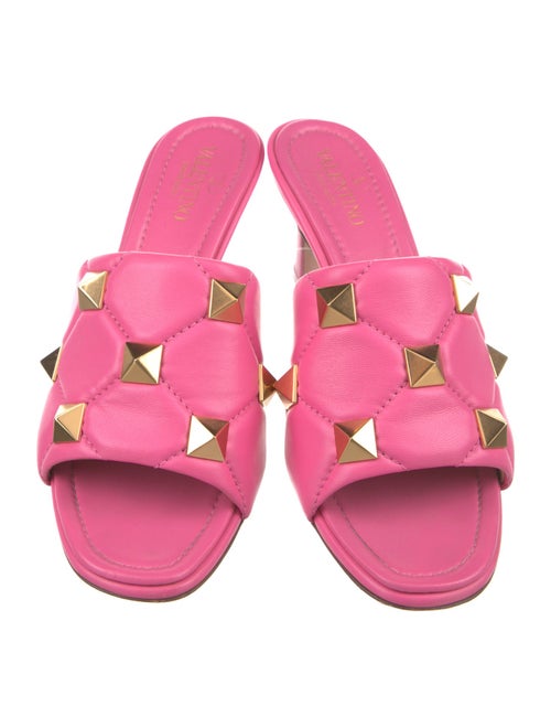 Valentino Rockstud Accents Leather Slides