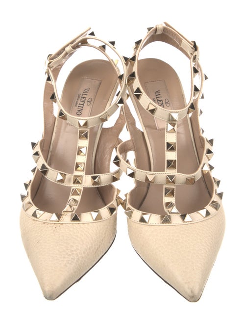 Valentino Rockstud Accents Leather T-Strap Pumps