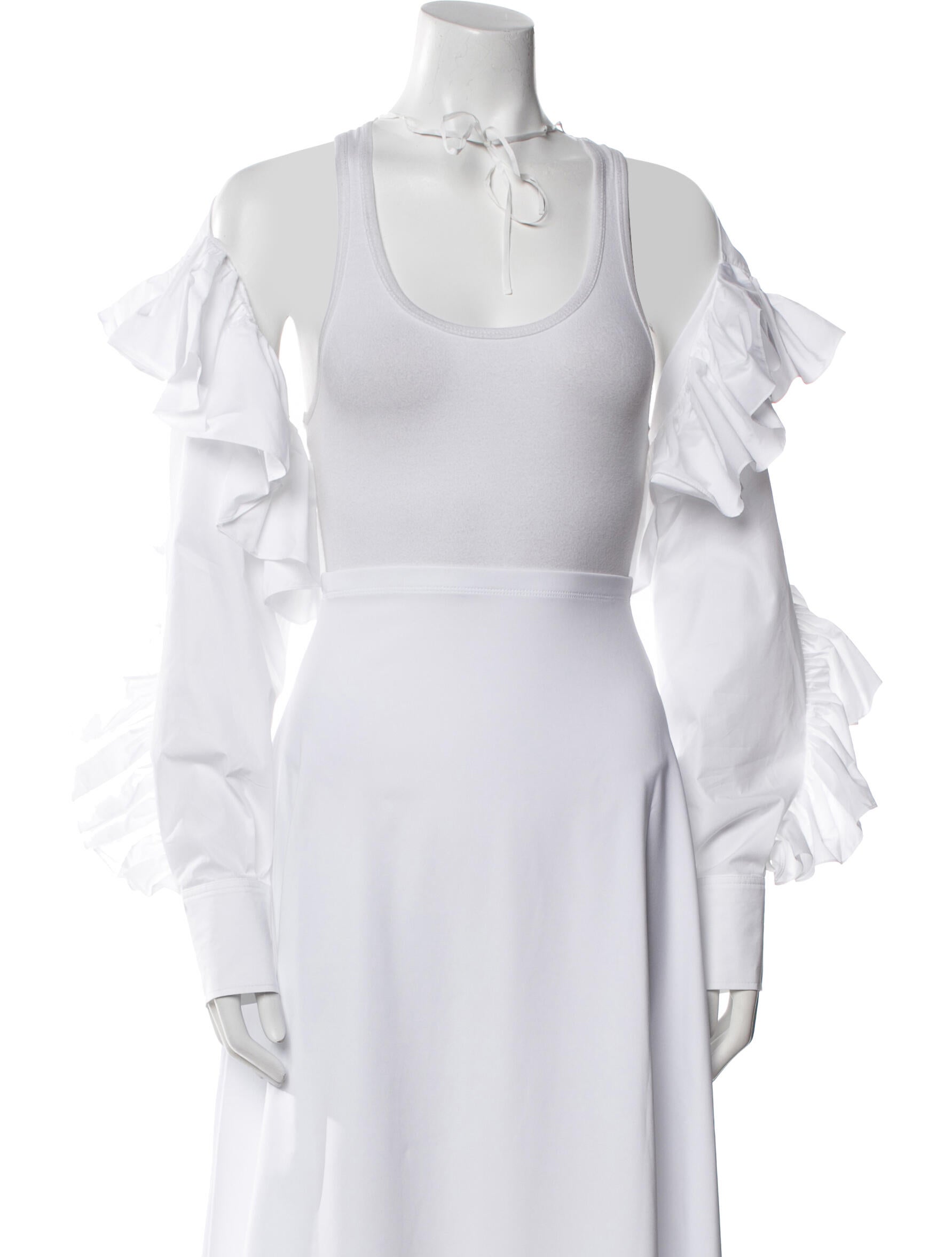 Valentino Square Neckline Long Sleeve Crop Top