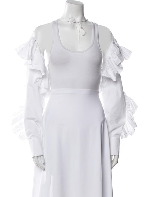 Valentino Square Neckline Long Sleeve Crop Top