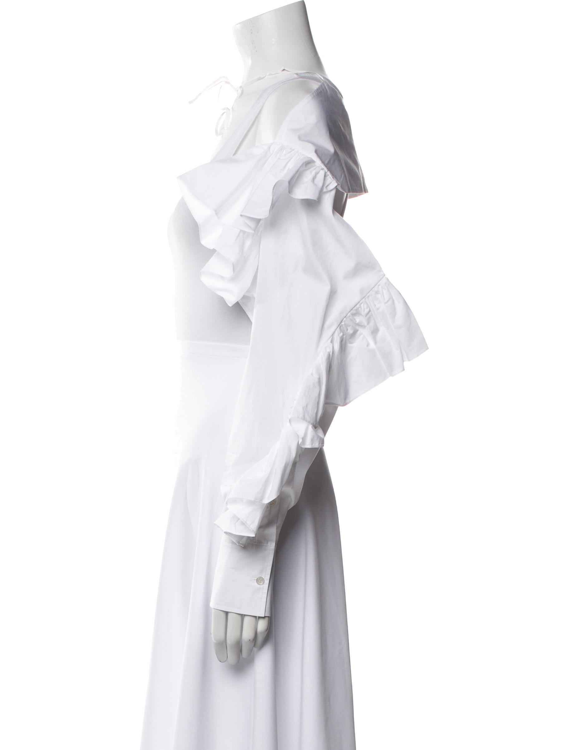 Valentino Square Neckline Long Sleeve Crop Top