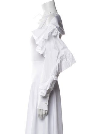 Valentino Square Neckline Long Sleeve Crop Top