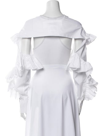 Valentino Square Neckline Long Sleeve Crop Top